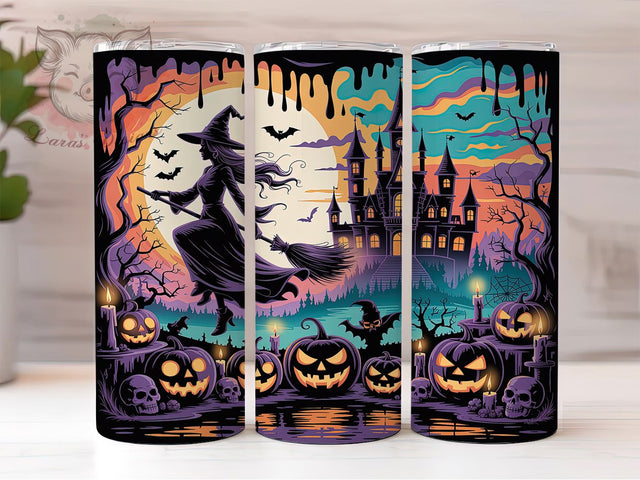Haunted House Witch Halloween Tumbler, Witch Tumbler Wrap, Spooky House Sublimation, Haunted Witch Drinkware, Gothic Halloween Tumbler, Haunted House Wrap Design, Witchy Halloween Cup Sublimation Lara' s Designs 