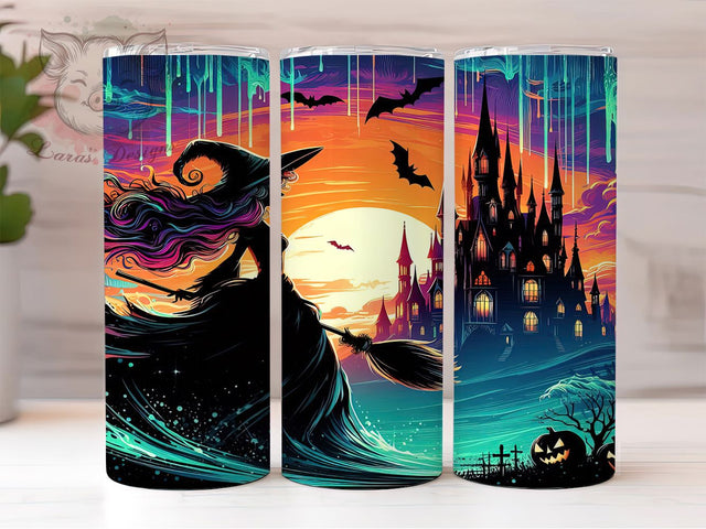 Haunted House Witch Halloween Tumbler, Witch Tumbler Wrap, Spooky House Sublimation, Haunted Witch Drinkware, Gothic Halloween Tumbler, Haunted House Wrap Design, Witchy Halloween Cup Sublimation Lara' s Designs 