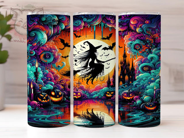 Haunted House Witch Halloween Tumbler, Witch Tumbler Wrap, Spooky House Sublimation, Haunted Witch Drinkware, Gothic Halloween Tumbler, Haunted House Wrap Design, Witchy Halloween Cup Sublimation Lara' s Designs 
