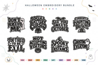 Haunted Introvert Club Halloween Embroidery Bundle Embroidery/Applique DESIGNS sg embroidery 