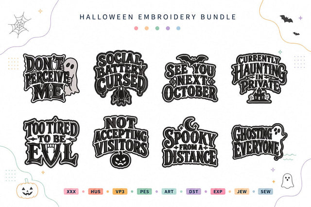 Haunted Introvert Club Halloween Embroidery Bundle Embroidery/Applique DESIGNS sg embroidery 
