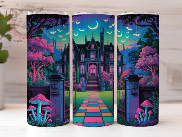 Haunted Mansion Halloween Tumbler, Spooky House Wrap, Haunted Halloween Cup, Gothic Mansion Design, 20oz Tumbler Wrap, Halloween Sublimation, Creepy House Drinkware Sublimation Lara' s Designs 