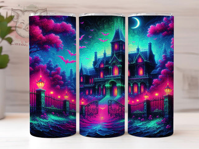 Haunted Mansion Halloween Tumbler, Spooky House Wrap, Haunted Halloween Cup, Gothic Mansion Design, 20oz Tumbler Wrap, Halloween Sublimation, Creepy House Drinkware Sublimation Lara' s Designs 