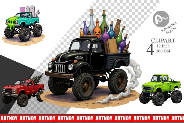 Haunted Monster Truck Clipart Sublimation artnoy 
