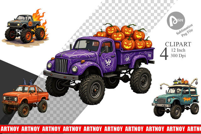 Haunted Monster Truck Clipart Sublimation artnoy 