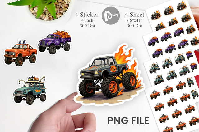 Haunted Monster Truck Sticker Sublimation artnoy 