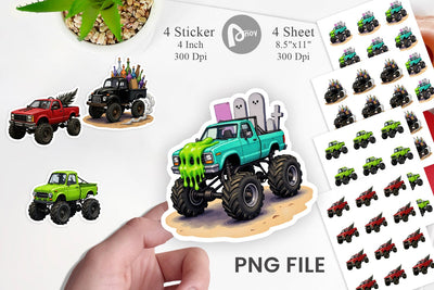 Haunted Monster Truck Sticker Sublimation artnoy 