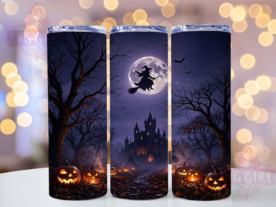Haunted Moonlit Castle Glow 20oz Tumbler, Castle Motif, Haunted Theme, Moonlit Accent, Glow Art Design, Gothic Flair, Sublimation Wrap, 20oz Tumbler Sublimation SvggirlplusArt 