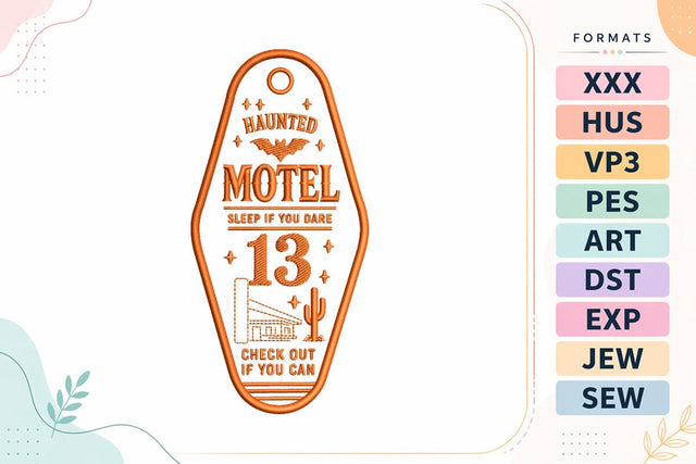 Haunted Motel 13 Embroidery Design | Halloween Vintage Sign Embroidery/Applique DESIGNS sg embroidery 