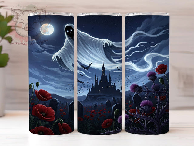 Haunted Night Spooky Ghost Tumbler, Halloween Night Wrap, Ghostly Ghoul Sublimation, Haunted Night Tumbler, Creepy Ghost Drinkware, Gothic Halloween Wrap, Scary Ghost Scene Tumbler Sublimation Lara' s Designs 