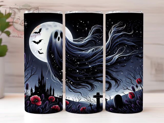Haunted Night Spooky Ghost Tumbler, Halloween Night Wrap, Ghostly Ghoul Sublimation, Haunted Night Tumbler, Creepy Ghost Drinkware, Gothic Halloween Wrap, Scary Ghost Scene Tumbler Sublimation Lara' s Designs 