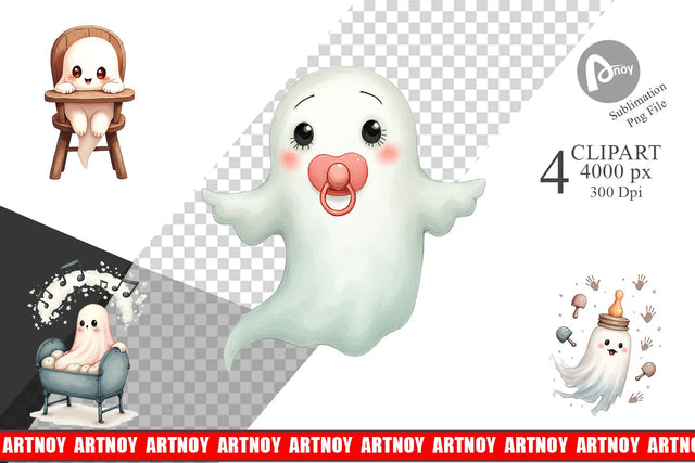 Haunted Nursery Ghosts Clipart Sublimation artnoy 