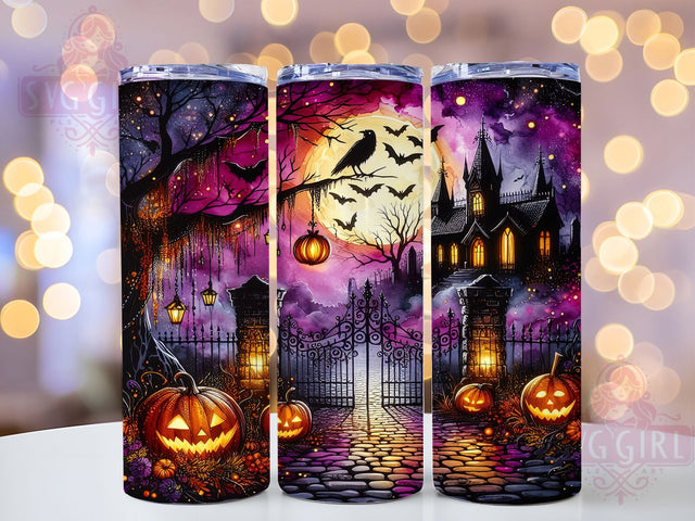 Haunted Pink House Halloween Tumbler, Spooky Pink Wrap, 20Oz Sublimation Design, Haunted House Cup, Pink Halloween Drinkware, Cute Spooky Tumbler, Pastel Goth Wrap Sublimation SvggirlplusArt 
