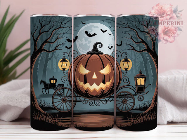 Haunted Pumpkin Carriage Halloween Tumbler, Gothic Halloween Tumbler, Jack O Lantern Wrap, Spooky Carriage Sublimation, Haunted Forest Drinkware, Dark Fantasy Halloween Cup, Creepy Pumpkin Tumbler Sublimation Li Zamperini 