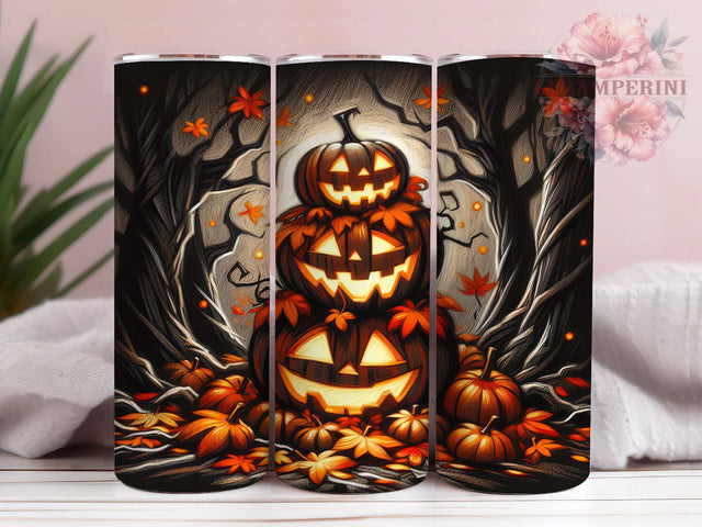 Haunted Pumpkin Forest Glow Tumbler, Spooky Forest, 20Oz Tumbler, Sublimation Design, Halloween Wrap, Haunted Woods, Pumpkin Glow Sublimation Li Zamperini 