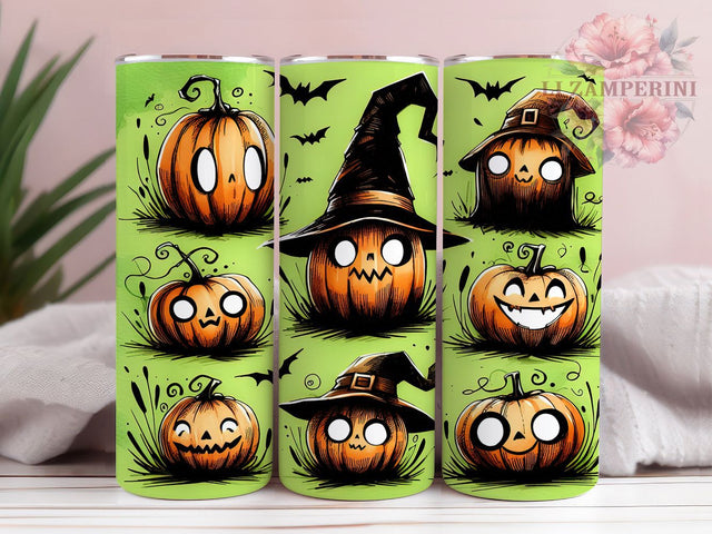 Haunted Pumpkin Halloween Tumbler Wrap, Spooky Tumbler Wrap, 20Oz Sublimation Design, Haunted Pumpkin Cup, Autumn Halloween Drinkware, Scary Pumpkin Wrap, Trick Or Treat Tumbler Sublimation Li Zamperini 