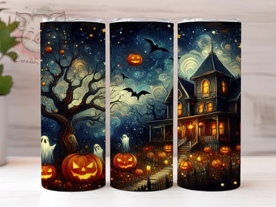 Haunted Pumpkin House 20oz Tumbler Png, Straight & Tapered Tumbler Png, Halloween Pumpkins Tumbler Png, Digital Download PNG Sublimation Lara' s Designs 