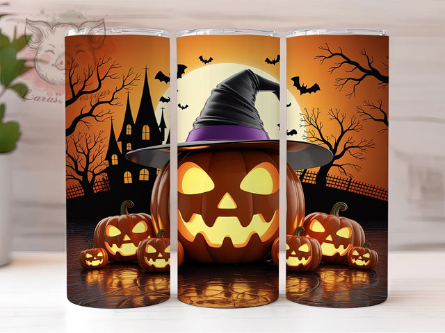 Haunted Pumpkin Spooky Night Tumbler, Spooky Night Wrap, 20Oz Sublimation, Haunted Pumpkin Cup, Autumn Horror Drinkware, Full Moon Tumbler Print, Gothic Fall Cup Wrap Sublimation Lara' s Designs 