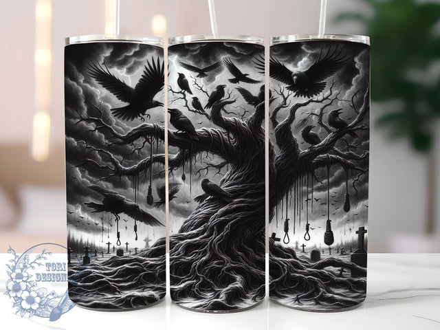 Haunted Raven Gothic Tumbler Wrap, Spooky Crow Wrap, Halloween Gothic Cup, 20Oz Sublimation Design, Dark Bird Drinkware, Creepy Fall Tumbler, Witchy Halloween Wrap Sublimation ToriDesigns 