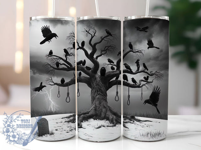 Haunted Raven Gothic Tumbler Wrap, Spooky Crow Wrap, Halloween Gothic Cup, 20Oz Sublimation Design, Dark Bird Drinkware, Creepy Fall Tumbler, Witchy Halloween Wrap Sublimation ToriDesigns 