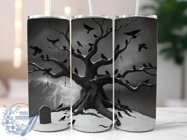 Haunted Raven Gothic Tumbler Wrap, Spooky Crow Wrap, Halloween Gothic Cup, 20Oz Sublimation Design, Dark Bird Drinkware, Creepy Fall Tumbler, Witchy Halloween Wrap Sublimation ToriDesigns 