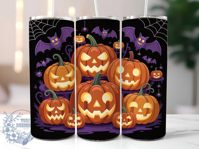 Haunted Spooky Pumpkin Halloween Tumbler, Halloween Jack-o'-Lantern Wrap, 20oz Tumbler Sublimation, Creepy Pumpkin Design, Haunted Fall Tumbler, Gothic Halloween Art, Scary Pumpkin Wrap Sublimation ToriDesigns 