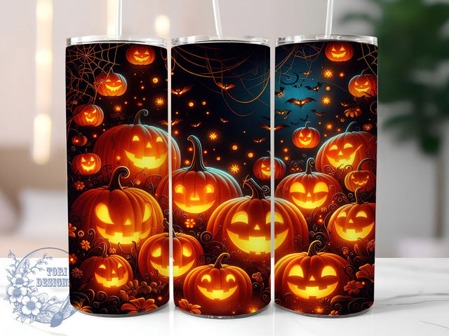 Haunted Spooky Pumpkin Halloween Tumbler, Halloween Jack-o'-Lantern Wrap, 20oz Tumbler Sublimation, Creepy Pumpkin Design, Haunted Fall Tumbler, Gothic Halloween Art, Scary Pumpkin Wrap Sublimation ToriDesigns 