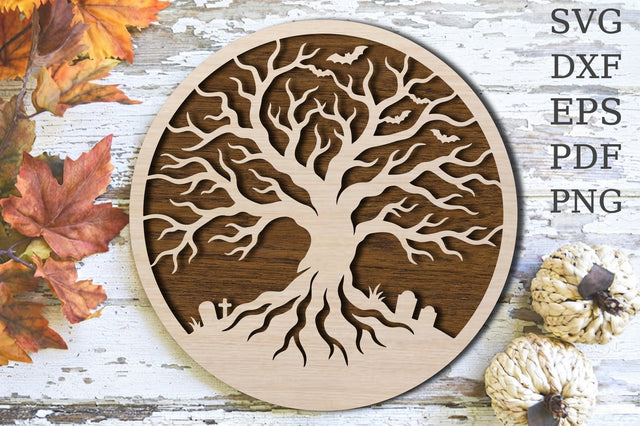 Haunted Tree Halloween Laser Cut SVG SVG Rupkotha 