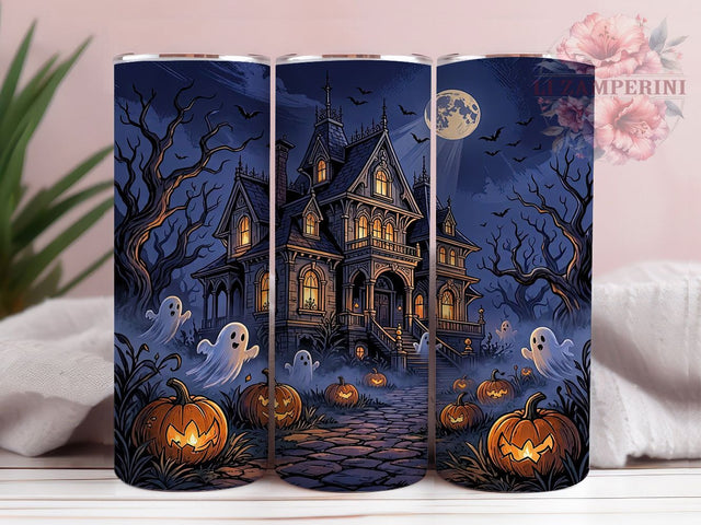 Haunted Victorian House 20oz Tumbler, Victorian House, Haunted Design, Halloween Vibes, Spooky Gothic, Rustic Charm, 20oz Wrap, Sublimation Tumbler Sublimation Li Zamperini 
