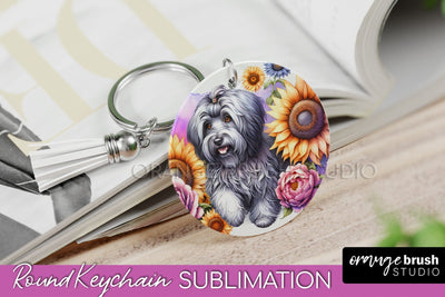 Havanese Keychain - Dog mom Floral Keychain Sublimation Design Sublimation OrangeBrushStudio 