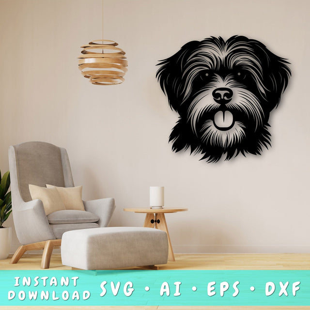 Havanese Laser SVG Cut File, Havanese Glowforge File, Havanese DXF, Havanese Wall Art SVG SVG HappyDesignStudio 