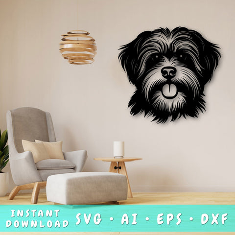 Havanese Laser SVG Cut File, Havanese Glowforge File, Havanese DXF, Havanese Wall Art SVG SVG HappyDesignStudio 