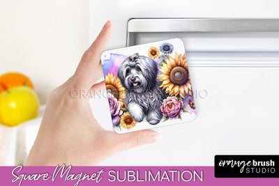 Havanese Magnet Sublimation - Dog Mom Floral Magnet PNG Design Sublimation OrangeBrushStudio 