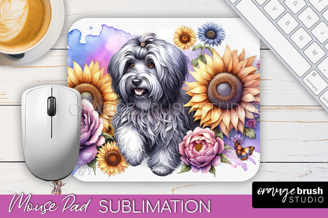 Havanese Mouse Pad Design - Dog Mom Floral Mousepad Sublimation Sublimation OrangeBrushStudio 