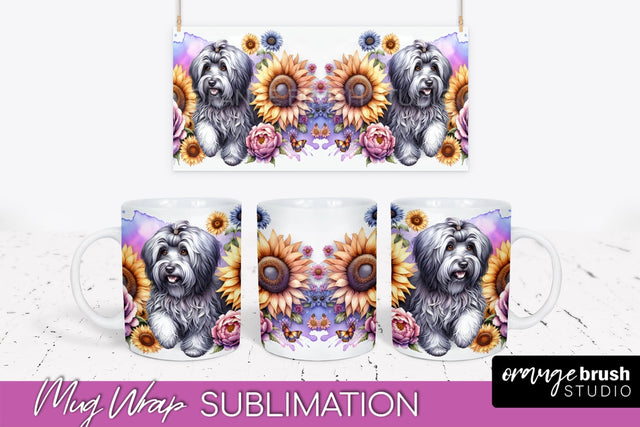 Havanese Mug Wrap - Dog Mom Floral Coffee Mug PNG Sublimation Sublimation OrangeBrushStudio 