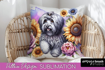 Havanese Pillow Cover - Dog Mom Floral Pillow Sublimation Sublimation OrangeBrushStudio 