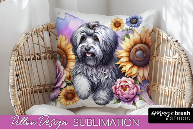 Havanese Pillow Cover - Dog Mom Floral Pillow Sublimation Sublimation OrangeBrushStudio 