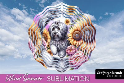 Havanese Wind Spinner, Dog Mom Floral Wind Spinner Sublimation Sublimation OrangeBrushStudio 