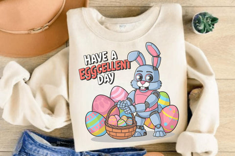 Have a Eggcellent Day Toddler Bunny Bot Sublimation Design Sublimation Regulrcrative 
