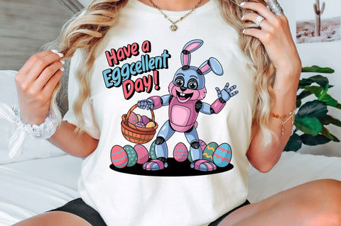 Have a Eggcellent Day Toddler Bunny Bot Sublimation Design Sublimation Regulrcrative 