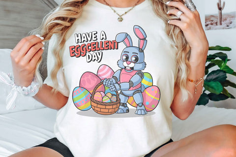 Have a Eggcellent Day Toddler Bunny Bot Sublimation Design Sublimation Regulrcrative 