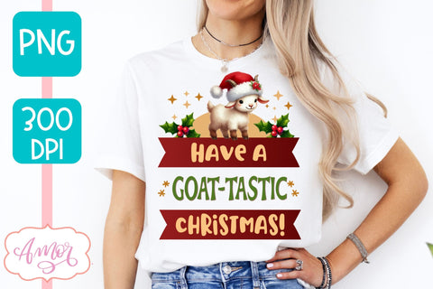 Have a goattastic Christmas PNG | Cute Christmas goat PNG Sublimation Amorclipart 