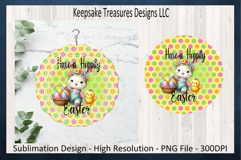 Have A Hoppity Easter Polka Dot Wind Spinner, Two Sublimation Designs, Rabbit Wind Spinner Design, Spring Yard Decor, PNG, Digital Download Sublimation Keepsake Treasures Designs LLC. 