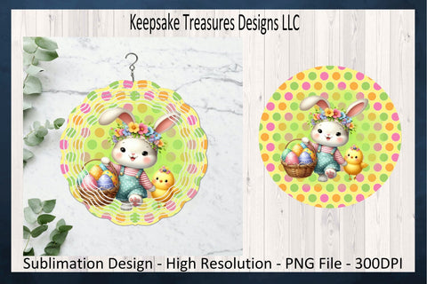 Have A Hoppity Easter Polka Dot Wind Spinner, Two Sublimation Designs, Rabbit Wind Spinner Design, Spring Yard Decor, PNG, Digital Download Sublimation Keepsake Treasures Designs LLC. 