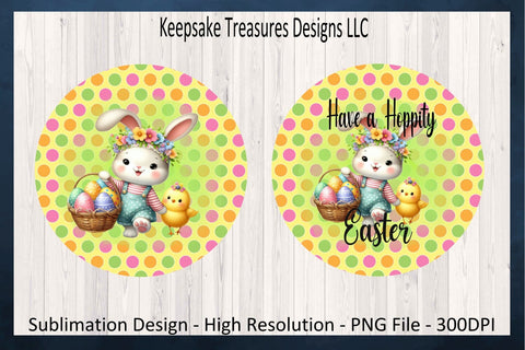Have A Hoppity Easter Polka Dot Wind Spinner, Two Sublimation Designs, Rabbit Wind Spinner Design, Spring Yard Decor, PNG, Digital Download Sublimation Keepsake Treasures Designs LLC. 
