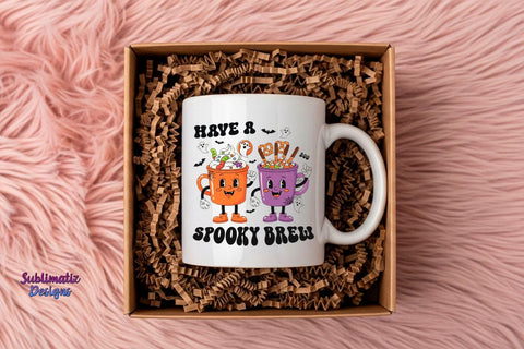 Have a Spooky Brew Retro Coffee Mug PNG Sublimation Sublimatiz Designs 