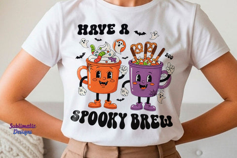 Have a Spooky Brew Retro Coffee Mug PNG Sublimation Sublimatiz Designs 