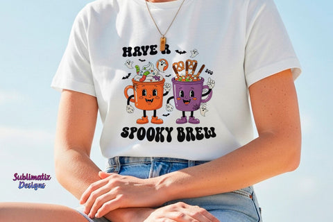 Have a Spooky Brew Retro Coffee Mug PNG Sublimation Sublimatiz Designs 