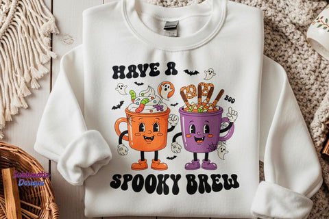 Have a Spooky Brew Retro Coffee Mug PNG Sublimation Sublimatiz Designs 