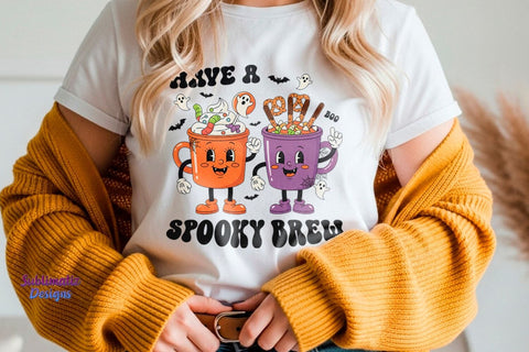 Have a Spooky Brew Retro Coffee Mug PNG Sublimation Sublimatiz Designs 
